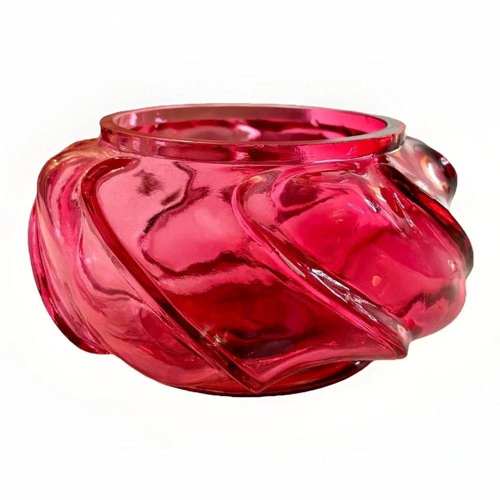 Fenton Art‎ Glass Wave Crest Candy Puff Cranberry 4 1/2